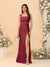 Sheath/Column Square Neck Sleeveless Floor-Length Ruched Bridesmaid Dresses With Side Slit