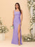 Sheath/Column Square Neck Sleeveless Floor-Length Ruched Bridesmaid Dresses With Side Slit
