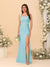 Sheath/Column Square Neck Sleeveless Floor-Length Ruched Bridesmaid Dresses With Side Slit