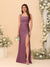Sheath/Column Square Neck Sleeveless Floor-Length Ruched Bridesmaid Dresses With Side Slit