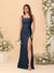 Sheath/Column Square Neck Sleeveless Floor-Length Ruched Bridesmaid Dresses With Side Slit