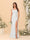 Sheath/Column Square Neck Sleeveless Floor-Length Ruched Bridesmaid Dresses With Side Slit