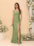Sheath/Column Square Neck Sleeveless Floor-Length Ruched Bridesmaid Dresses With Side Slit