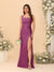 Sheath/Column Square Neck Sleeveless Floor-Length Ruched Bridesmaid Dresses With Side Slit