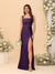 Sheath/Column Square Neck Sleeveless Floor-Length Ruched Bridesmaid Dresses With Side Slit