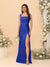 Sheath/Column Square Neck Sleeveless Floor-Length Ruched Bridesmaid Dresses With Side Slit