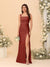 Sheath/Column Square Neck Sleeveless Floor-Length Ruched Bridesmaid Dresses With Side Slit