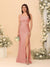 Sheath/Column Square Neck Sleeveless Floor-Length Ruched Bridesmaid Dresses With Side Slit