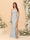 Sheath/Column Square Neck Sleeveless Floor-Length Ruched Bridesmaid Dresses With Side Slit