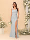Sheath/Column Square Neck Sleeveless Floor-Length Ruched Bridesmaid Dresses With Side Slit