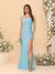 Sheath/Column Square Neck Sleeveless Floor-Length Ruched Bridesmaid Dresses With Side Slit