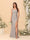 Sheath/Column Square Neck Sleeveless Floor-Length Ruched Bridesmaid Dresses With Side Slit
