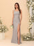 Sheath/Column Square Neck Sleeveless Floor-Length Ruched Bridesmaid Dresses With Side Slit