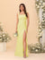Sheath/Column Square Neck Sleeveless Floor-Length Ruched Bridesmaid Dresses With Side Slit