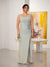 Sheath/Column Square Neck Sleeveless Floor-Length Ruched  Plus Size Bridesmaid Dresses With Side Slit