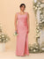 Sheath/Column Square Neck Sleeveless Floor-Length Ruched  Plus Size Bridesmaid Dresses With Side Slit