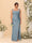 Sheath/Column Square Neck Sleeveless Floor-Length Ruched  Plus Size Bridesmaid Dresses With Side Slit