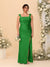 Sheath/Column Square Neck Sleeveless Floor-Length Ruched  Plus Size Bridesmaid Dresses With Side Slit