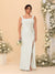 Sheath/Column Square Neck Sleeveless Floor-Length Ruched  Plus Size Bridesmaid Dresses With Side Slit