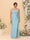 Sheath/Column Square Neck Sleeveless Floor-Length Ruched  Plus Size Bridesmaid Dresses With Side Slit