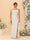 Sheath/Column Square Neck Sleeveless Floor-Length Ruched  Plus Size Bridesmaid Dresses With Side Slit