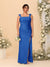 Sheath/Column Square Neck Sleeveless Floor-Length Ruched  Plus Size Bridesmaid Dresses With Side Slit