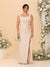 Sheath/Column Square Neck Sleeveless Floor-Length Ruched  Plus Size Bridesmaid Dresses With Side Slit