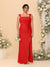 Sheath/Column Square Neck Sleeveless Floor-Length Ruched  Plus Size Bridesmaid Dresses With Side Slit