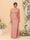 Sheath/Column Square Neck Sleeveless Floor-Length Ruched  Plus Size Bridesmaid Dresses With Side Slit
