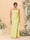 Sheath/Column Square Neck Sleeveless Floor-Length Ruched  Plus Size Bridesmaid Dresses With Side Slit
