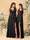 A-Line/Princess V-Neck Sleeveless Ruched Long Chiffon Bridesmaid Dresses With Side Slit & Ruffles