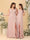 A-Line/Princess V-Neck Sleeveless Ruched Long Chiffon Bridesmaid Dresses With Side Slit & Ruffles