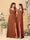 A-Line/Princess V-Neck Sleeveless Ruched Long Chiffon Bridesmaid Dresses With Side Slit & Ruffles
