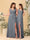 A-Line/Princess V-Neck Sleeveless Ruched Long Chiffon Bridesmaid Dresses With Side Slit & Ruffles