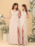 A-Line/Princess V-Neck Sleeveless Ruched Long Chiffon Bridesmaid Dresses With Side Slit & Ruffles