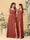 A-Line/Princess V-Neck Sleeveless Ruched Long Chiffon Bridesmaid Dresses With Side Slit & Ruffles