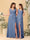 A-Line/Princess V-Neck Sleeveless Ruched Long Chiffon Bridesmaid Dresses With Side Slit & Ruffles
