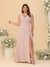A-Line/Princess V-Neck Sleeveless Ruched Chiffon Plus Size Bridesmaid Dresses With Side Slit & Ruffles