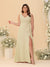A-Line/Princess V-Neck Sleeveless Ruched Chiffon Plus Size Bridesmaid Dresses With Side Slit & Ruffles