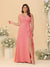 A-Line/Princess V-Neck Sleeveless Ruched Chiffon Plus Size Bridesmaid Dresses With Side Slit & Ruffles