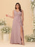 A-Line/Princess V-Neck Sleeveless Ruched Chiffon Plus Size Bridesmaid Dresses With Side Slit & Ruffles