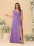 A-Line/Princess V-Neck Sleeveless Ruched Chiffon Plus Size Bridesmaid Dresses With Side Slit & Ruffles