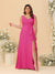 A-Line/Princess V-Neck Sleeveless Ruched Chiffon Plus Size Bridesmaid Dresses With Side Slit & Ruffles