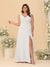A-Line/Princess V-Neck Sleeveless Ruched Chiffon Plus Size Bridesmaid Dresses With Side Slit & Ruffles