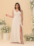 A-Line/Princess V-Neck Sleeveless Ruched Chiffon Plus Size Bridesmaid Dresses With Side Slit & Ruffles