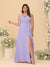 A-Line/Princess V-Neck Sleeveless Ruched Chiffon Plus Size Bridesmaid Dresses With Side Slit & Ruffles