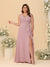A-Line/Princess V-Neck Sleeveless Ruched Chiffon Plus Size Bridesmaid Dresses With Side Slit & Ruffles