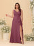 A-Line/Princess V-Neck Sleeveless Ruched Chiffon Plus Size Bridesmaid Dresses With Side Slit & Ruffles