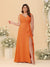 A-Line/Princess V-Neck Sleeveless Ruched Chiffon Plus Size Bridesmaid Dresses With Side Slit & Ruffles