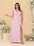 A-Line/Princess V-Neck Sleeveless Ruched Chiffon Plus Size Bridesmaid Dresses With Side Slit & Ruffles